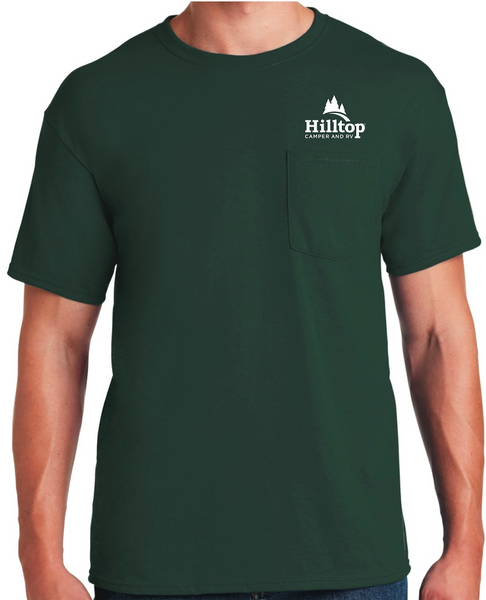 JERZEES® - Dri-Power® Active 50/50 Cotton/Poly Pocket T-Shirt. 29MP Forest Green