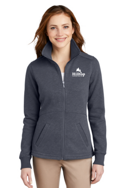 Port Authority® Ladies Slub Fleece Full-Zip Jacket. L293 Slate Gray